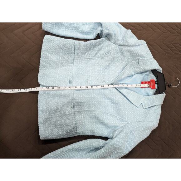 Gorgeous pristine light blue Oscar de la Renta women's tweed jacket size 14 - Picture 6 of 7
